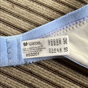 Wacoal Soft Blue Lacey Bra in size 36 D.